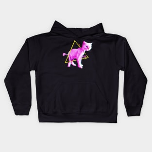 Neon Cute Cat With Red Nose Kids Hoodie